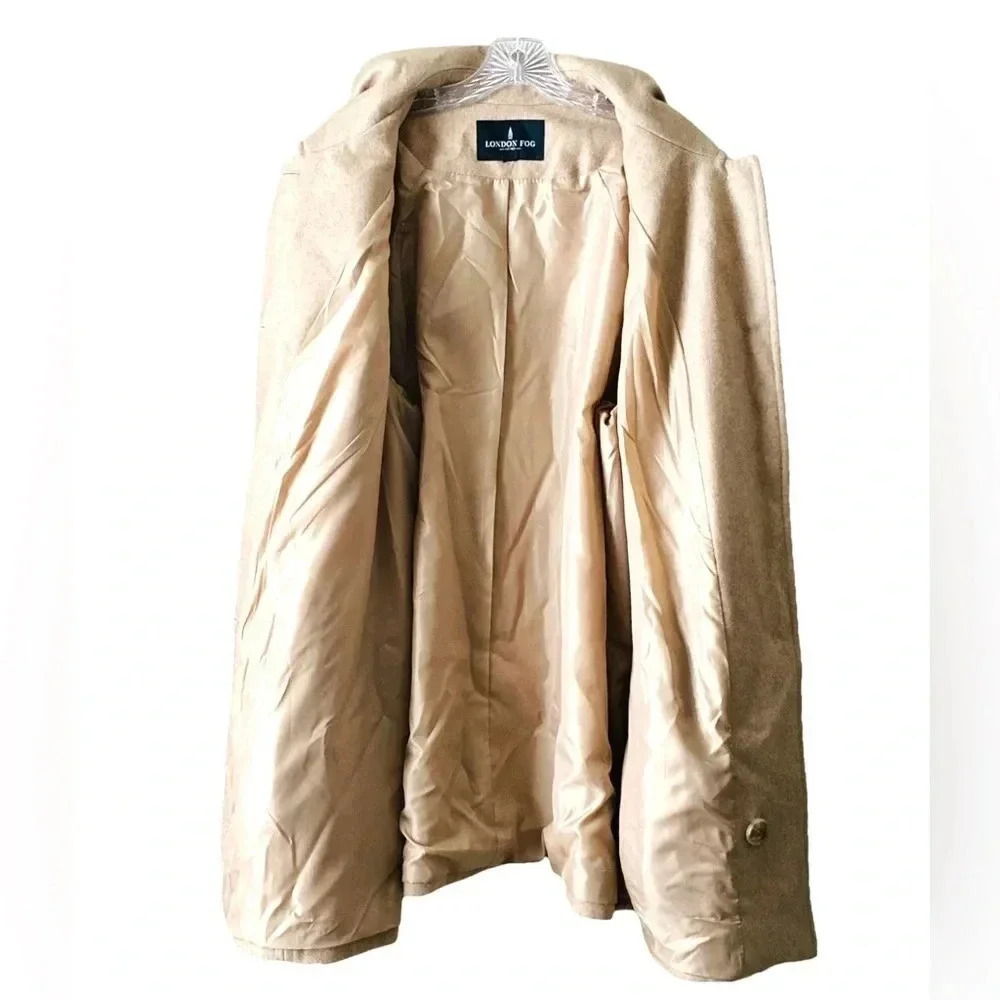LONDON FOG | Oatmeal Heather Wool-Blend Button-Up Peacoat Size 18 (Tag missing) - Picture 4 of 6